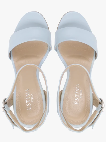 Blaue hohe Stiletto-Sandalen
