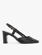 Schwarze Slingback-Pumps ohne Absatz