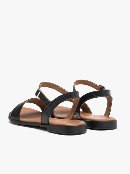 Schwarze flache Damen-Sandalen