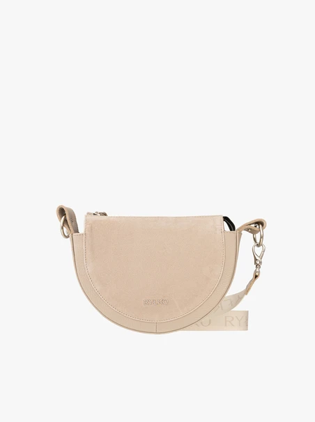 Beigefarbene Handtasche mit breitem Gurtband