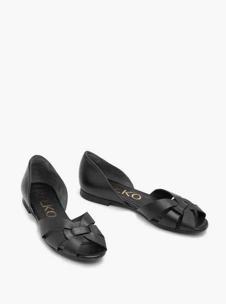 Schwarze flache Damen-Sandalen