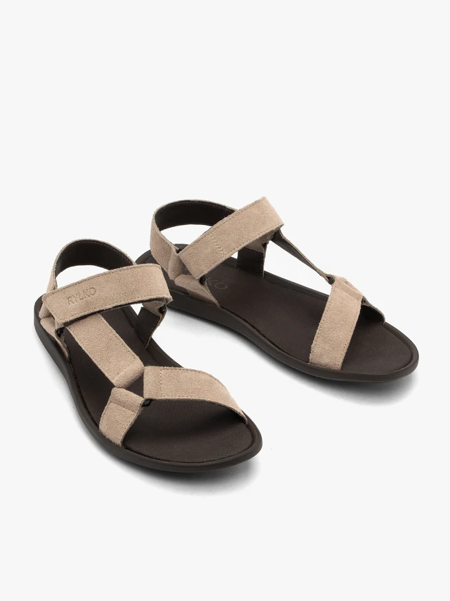Beige Herren-Klettverschluss-Sandalen