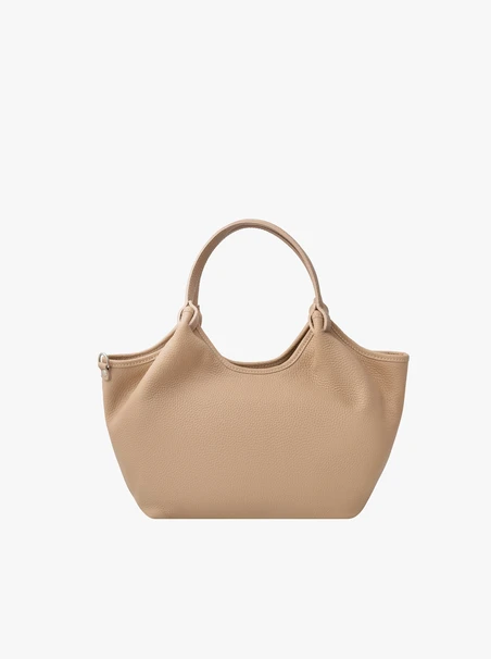 Beigefarbene Shopper-Tasche mit Henkel und Riemen