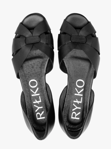 Schwarze flache Damen-Sandalen