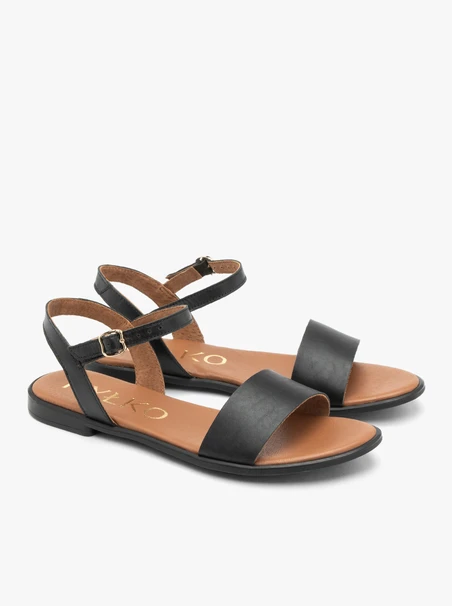 Schwarze flache Damen-Sandalen