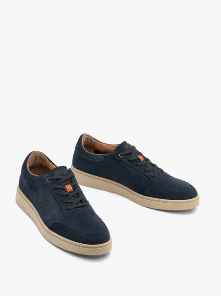 Marineblaue Herren-Sneaker aus Velours