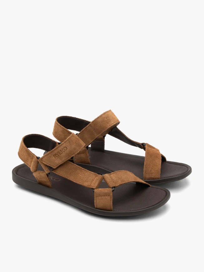 Braune Herren-Sandalen mit Klettverschluss