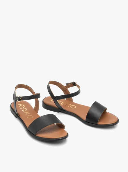 Schwarze flache Damen-Sandalen