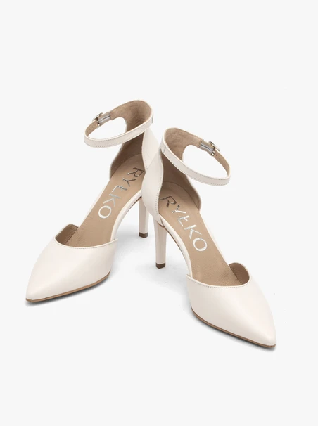 Zweiteilige cremefarbene Stiletto-Pumps