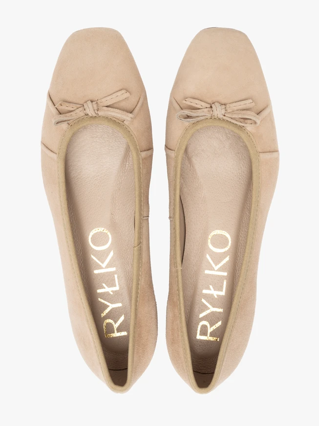 Ballerinas aus Velours mit Schleife