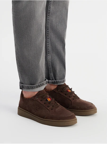 Graue Velours-Sneakers für Männer