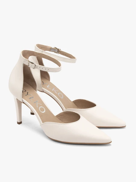 Zweiteilige cremefarbene Stiletto-Pumps