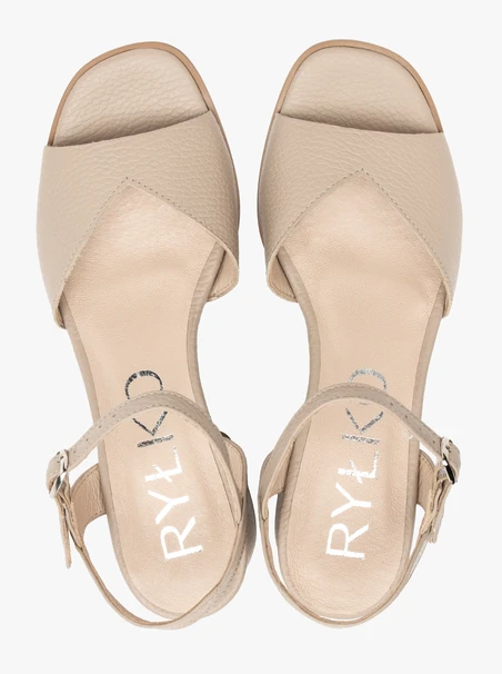 Beige Blockabsatz-Sandalen