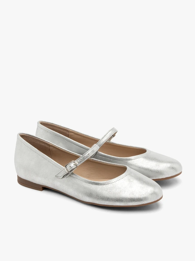 Silberne Riemchen-Ballerinas
