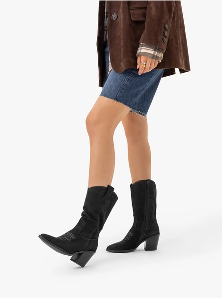 Schwarze Cowboystiefel mit halbhohem Schaft