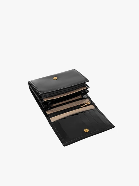 Lackiertes Damenportemonnaie in Schwarz