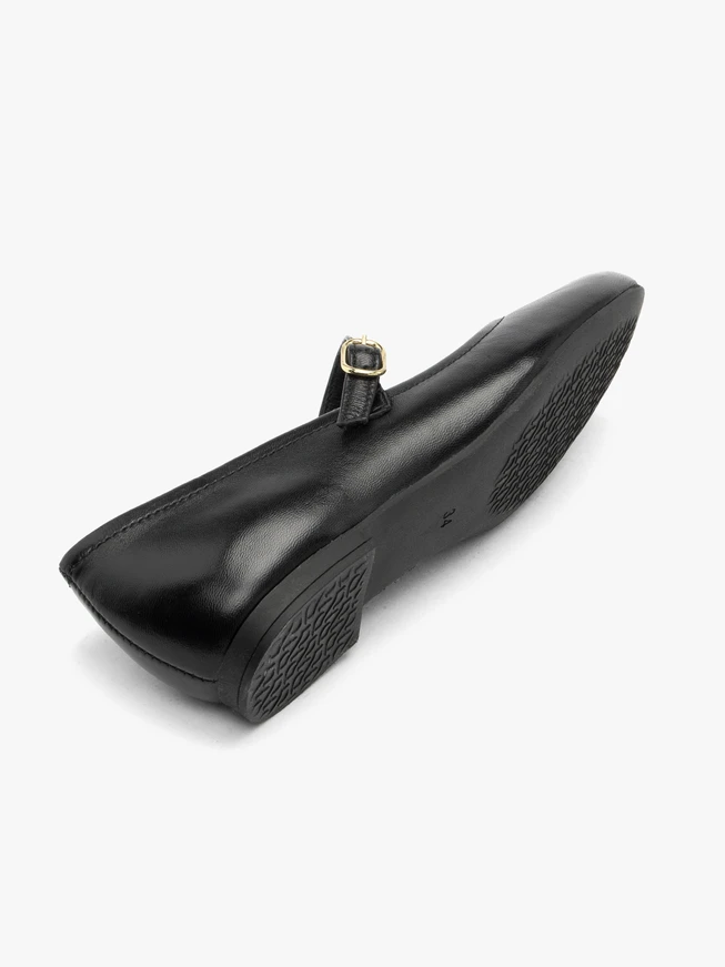 Schwarze Damenballerinas mit Riemen