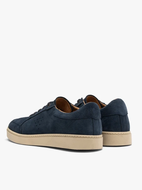 Marineblaue Herren-Sneaker aus Velours