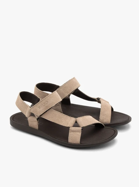 Beige Herren-Klettverschluss-Sandalen