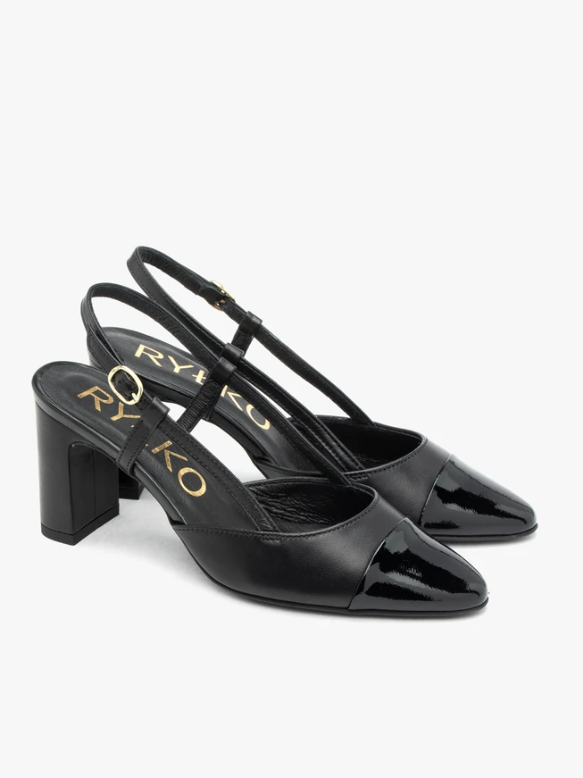 Schwarze Slingback-Pumps ohne Absatz
