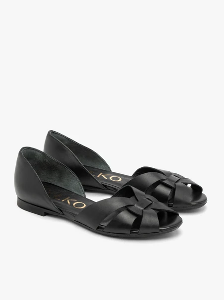 Schwarze flache Damen-Sandalen