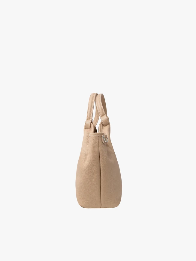 Beigefarbene Shopper-Tasche mit Henkel und Riemen