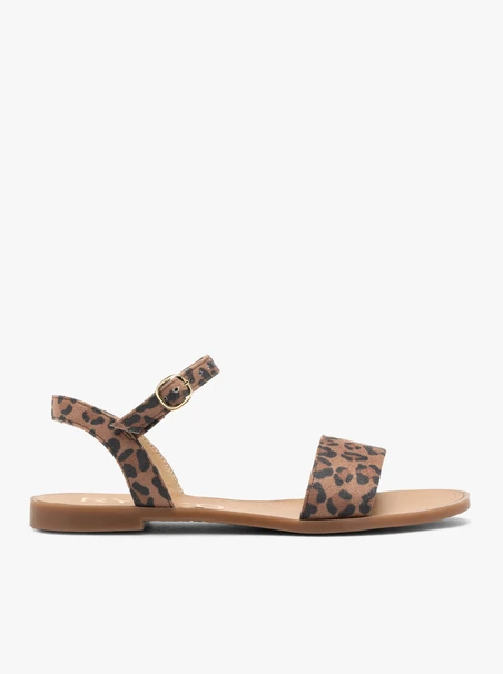 Flache Damen-Sandalen mit Leopardenmuster
