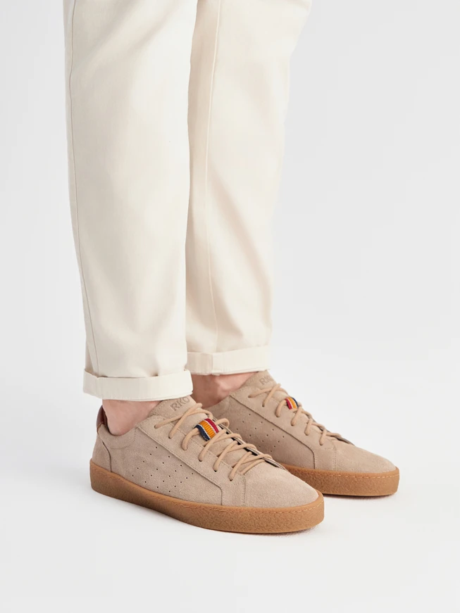 Beige Herren Schnürhalbschuhe