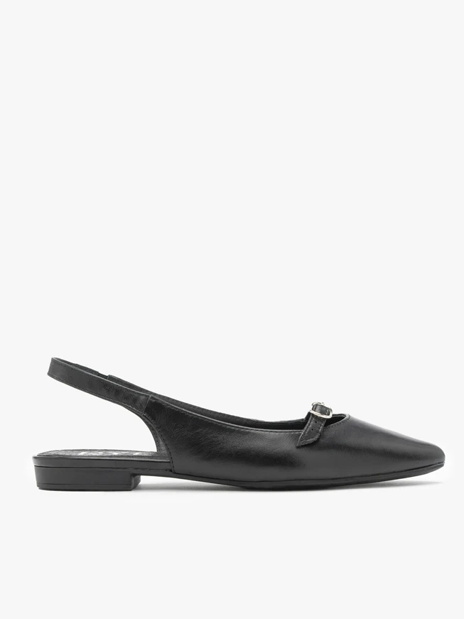 Schwarze Slingback-Ballerinas