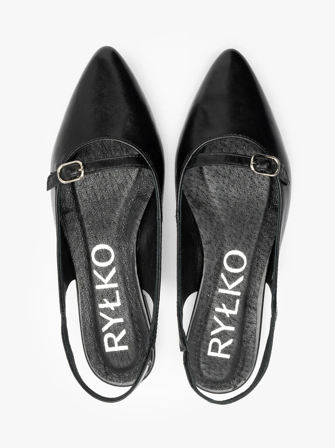 Schwarze Slingback-Ballerinas