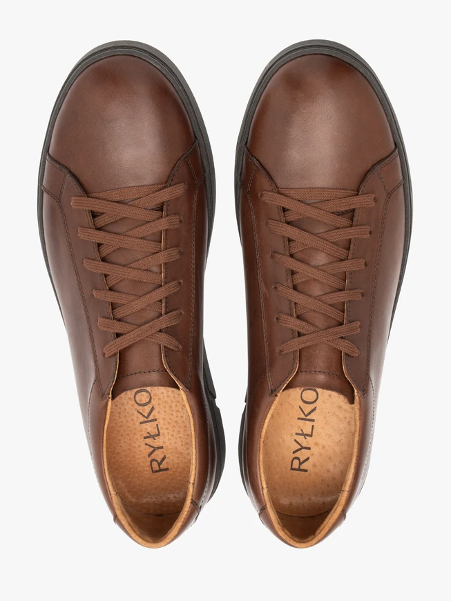 Dunkelbraune Herren-Turnschuhe aus Leder