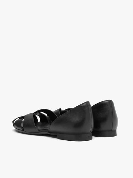 Schwarze flache Damen-Sandalen