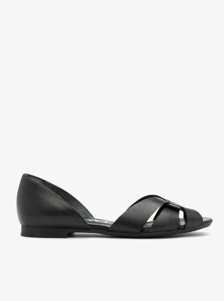Schwarze flache Damen-Sandalen
