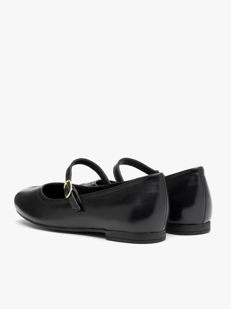 Schwarze Damenballerinas mit Riemen