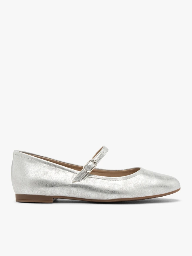 Silberne Riemchen-Ballerinas