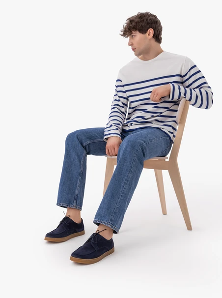Herren Halbschuhe aus Veloursleder in Marineblau