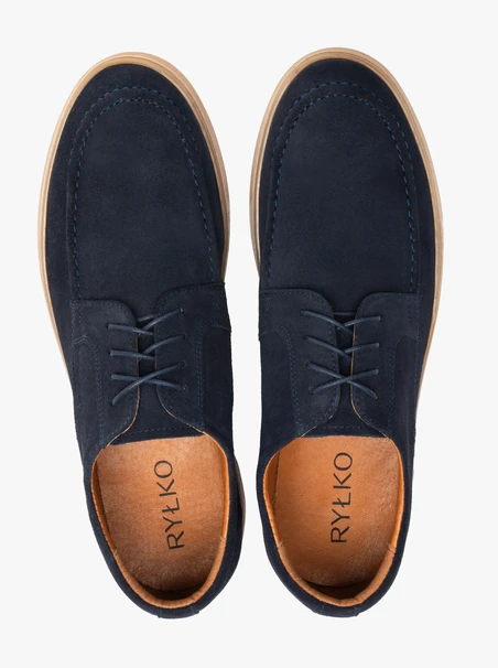 Herren Halbschuhe aus Veloursleder in Marineblau