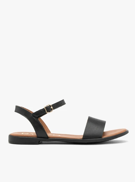 Schwarze flache Damen-Sandalen