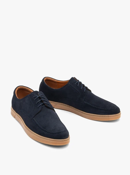 Herren Halbschuhe aus Veloursleder in Marineblau