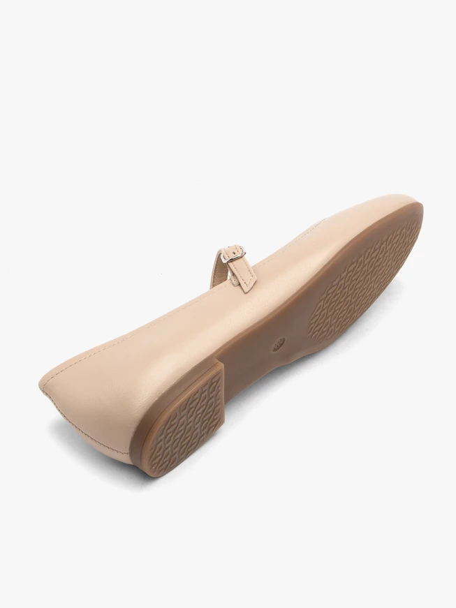 Beige Damen Ballerinas mit Riemen
