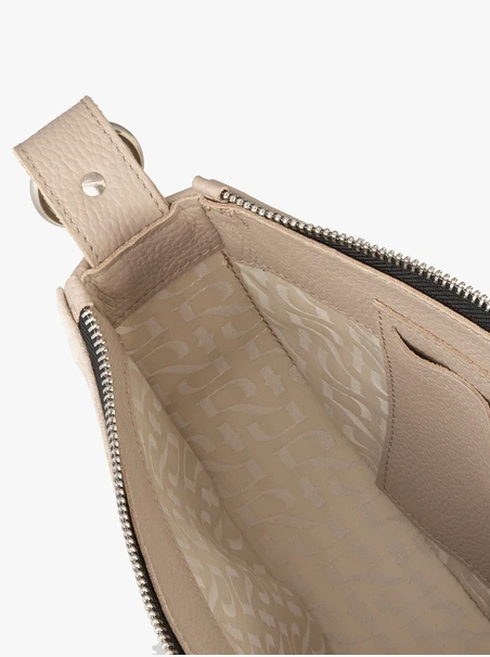 Beigefarbene Handtasche mit breitem Gurtband