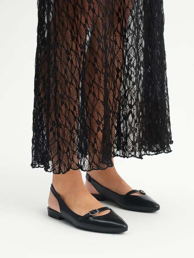Schwarze Slingback-Ballerinas