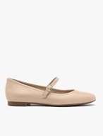 Beige Damen Ballerinas mit Riemen