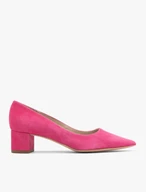 Fuchsiafarbene Velourspumps mit Stilettoabsatz