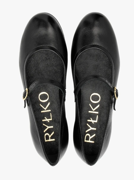 Schwarze Damenballerinas mit Riemen