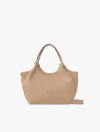 Beigefarbene Shopper-Tasche mit Henkel und Riemen