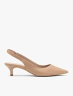 Beigefarbene Slingback-Pumps mit Entenschwanzabsatz