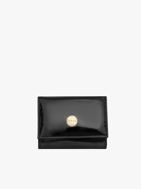 Lackiertes Damenportemonnaie in Schwarz