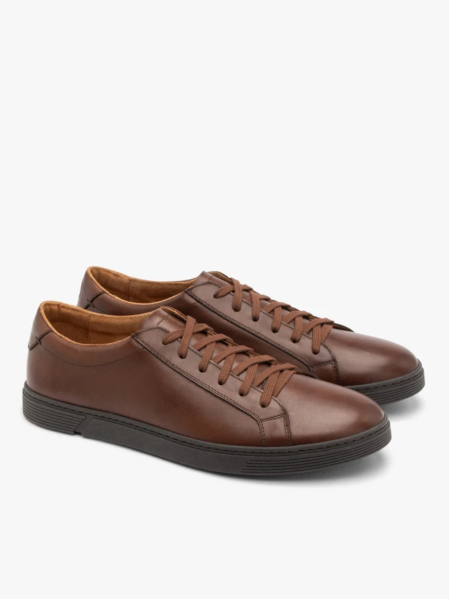 Dunkelbraune Herren-Turnschuhe aus Leder
