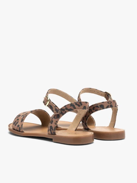 Flache Damen-Sandalen mit Leopardenmuster